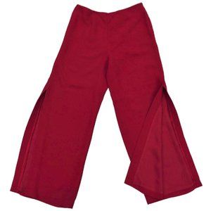 DiSCo Cache Red Wide Leg Pants Lined High Slits Side Zipper USA 10
